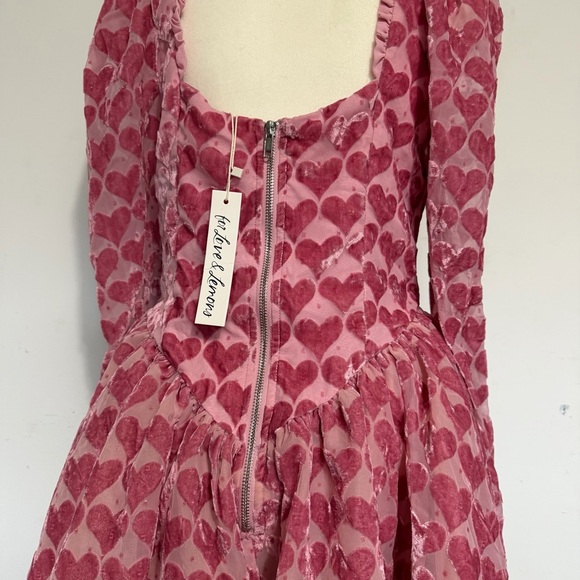 For Love And Lemons Pink Heart Long Sleeve Dress - Picture 5 of 5